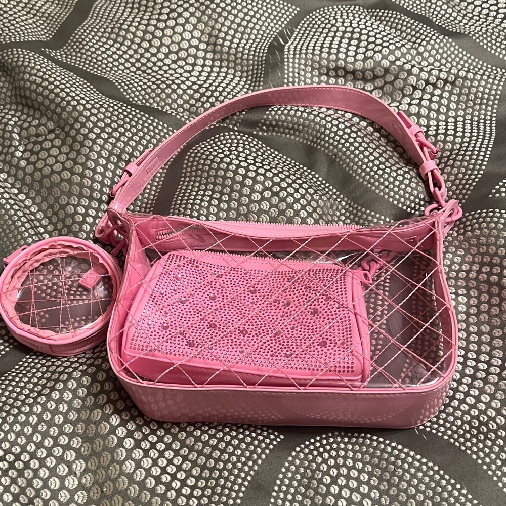Pink Transparent Handbag Set